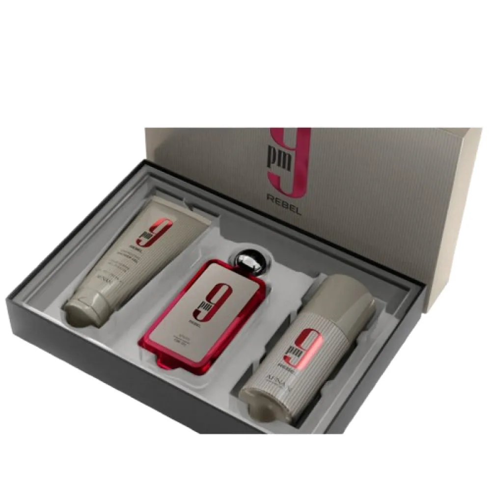9 pm Rebel 100 ml + telový sprej 150 ml + SG parfumovaná voda unisex