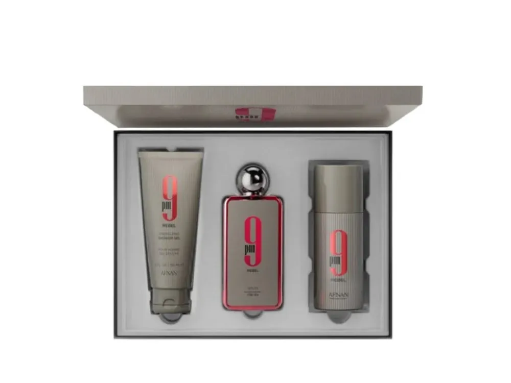 9 pm Rebel 100 ml + telový sprej 150 ml + SG parfumovaná voda unisex