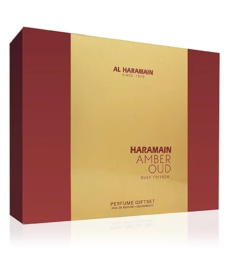 Amber Oud Ruby Edition darčeková sada unisex parfumovaná voda 75 ml + parfumovaná voda 30 ml + deosprej 200 ml