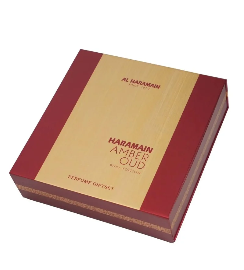 Amber Oud Ruby Edition darčeková sada unisex parfumovaná voda 75 ml + parfumovaná voda 30 ml + telová hmla 200 ml