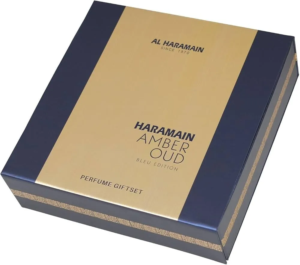 Amber Oud Bleu Edition darčeková sada unisex parfumovaná voda 75 ml + parfumovaná voda 30 ml + deosprej 200 ml