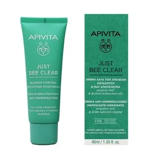 Apivita Just Bee Clear Blemish Control Mattifying Moisturizer hydratačný krém na tvár s niacínamidom