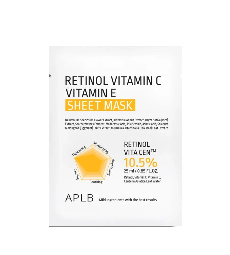 Retinol Vitamín C Vitamín E plátenná anti-age hydratačná maska 25 ml