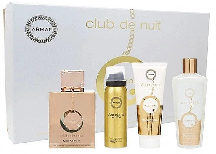 Club de Nuit Milestone Sada – parfumovaná voda 30 ml + vlasový sprej 55 ml + mydlo 130 g + telový sprej 50 ml