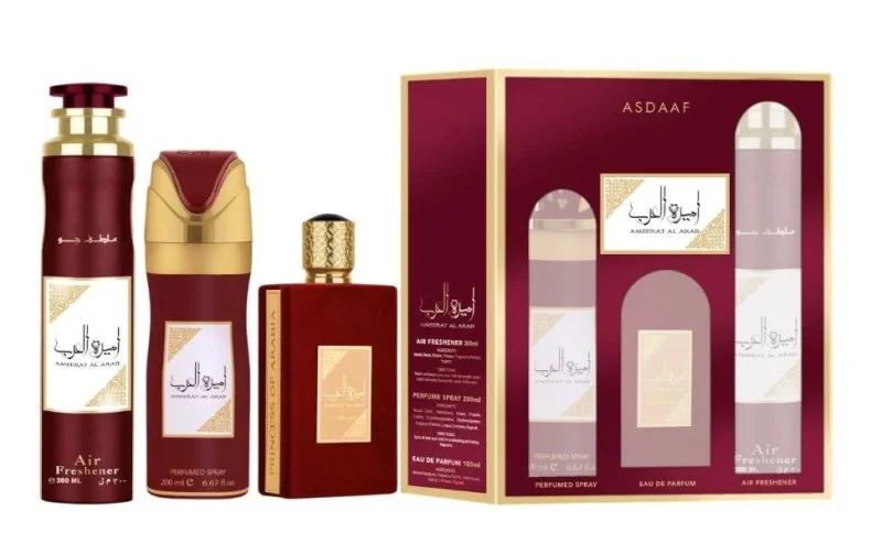 Ameerat Al Arab darčeková súprava - parfumovaná voda 100 ml + parfumovaný sprej 200 ml + osviežovač vzduchu 300 ml
