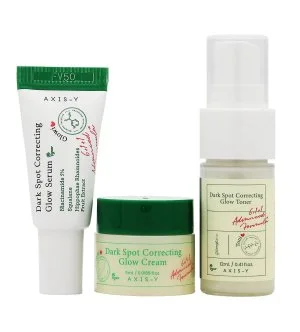 Axis-y The Mini Glow Trio darčeková sada tonizačná hmla 12 ml + rozjasňujúce sérum 5 ml + korekčný gélový krém