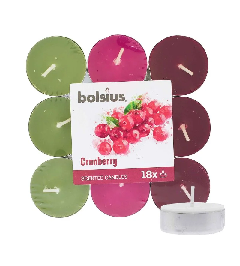 Scented Tealights Cranberry 4h čajová sviečka 18 ks