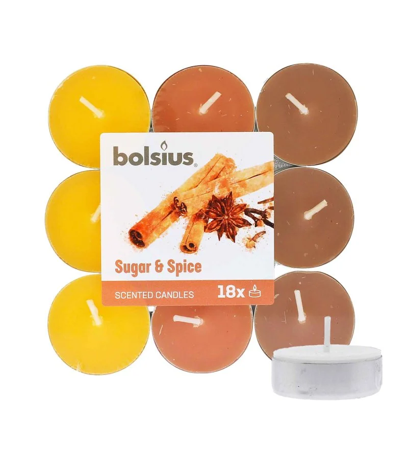 Scented Tealights Sugar & Spice 4h čajová sviečka 18 ks