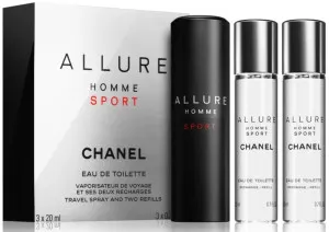 Chanel Allure Homme Sport toaletná voda pre mužov 3x20 ml plniteľný flakón