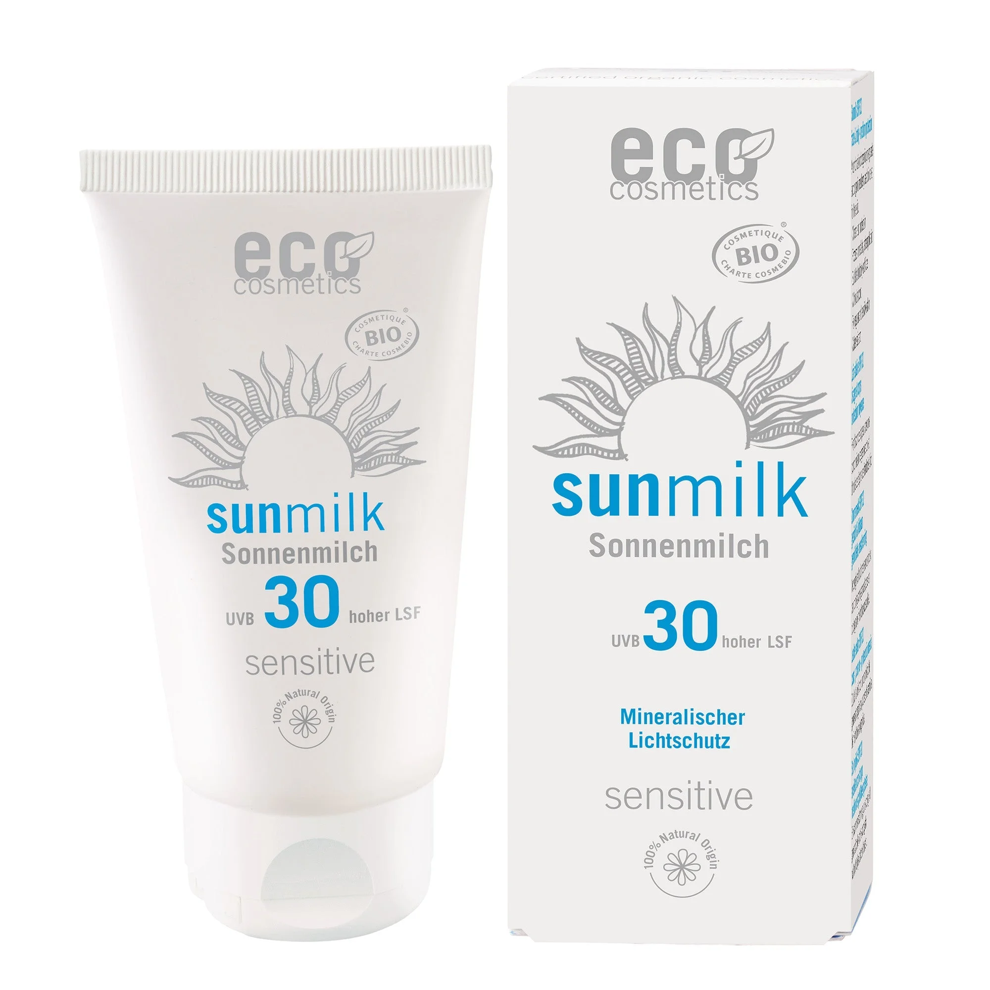 Eco Cosmetics Opaľovacie mlieko SPF 30 Sensitive BIO (75 ml) - s prírodnými minerálnymi filtrami