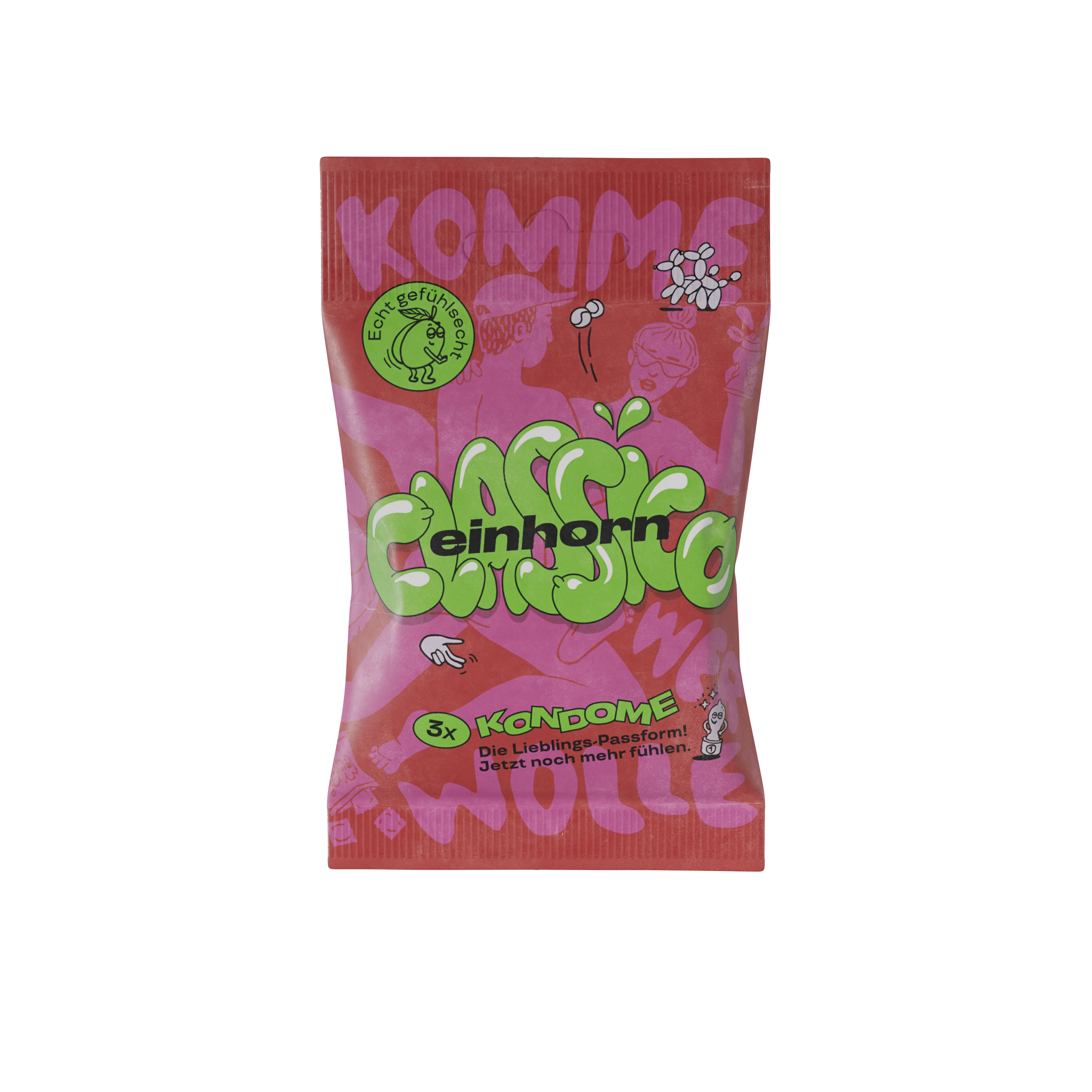 Einhorn Kondómy Classic 3 ks - vegánske, bez parfumácie