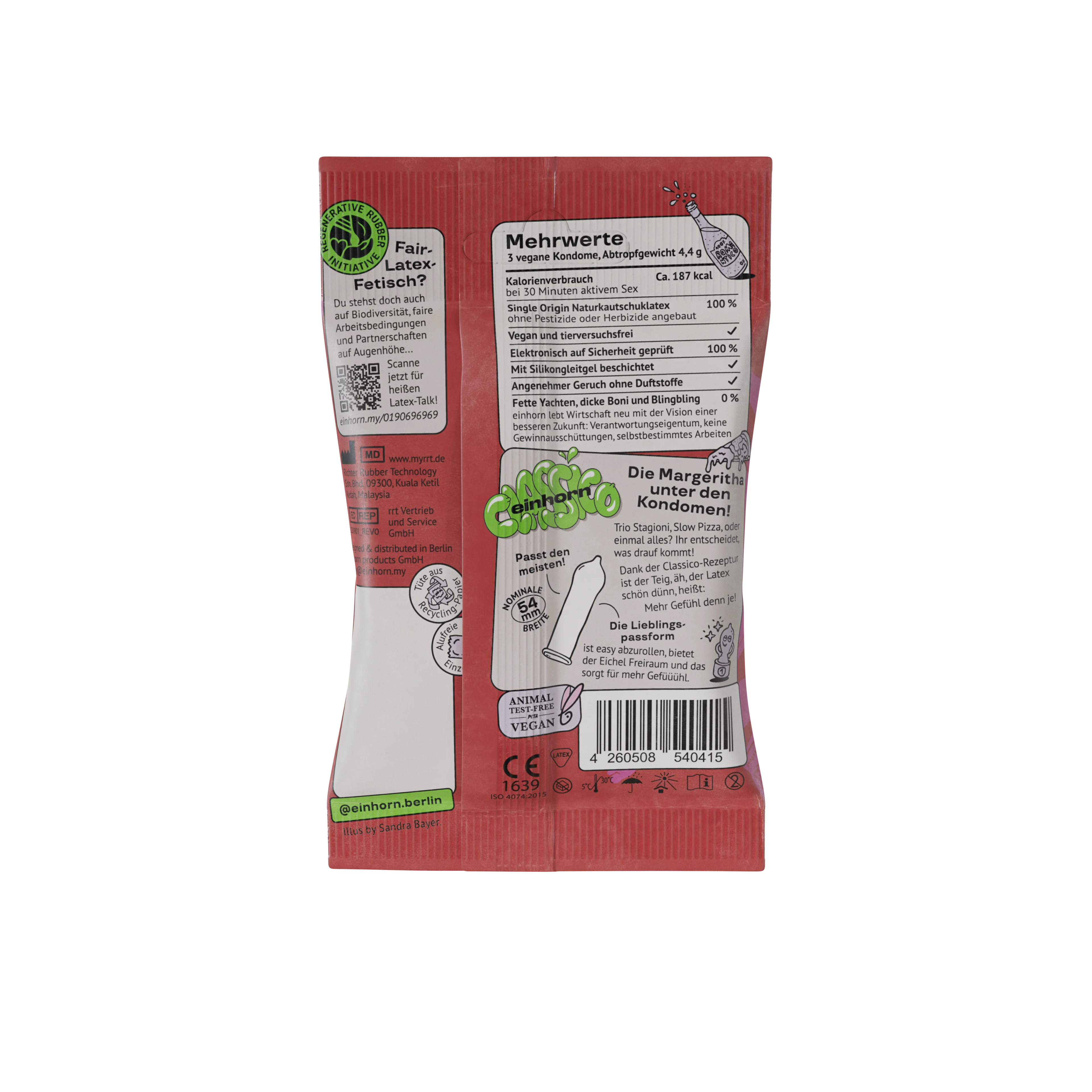 Einhorn Kondómy Classic 3 ks - vegánske, bez parfumácie