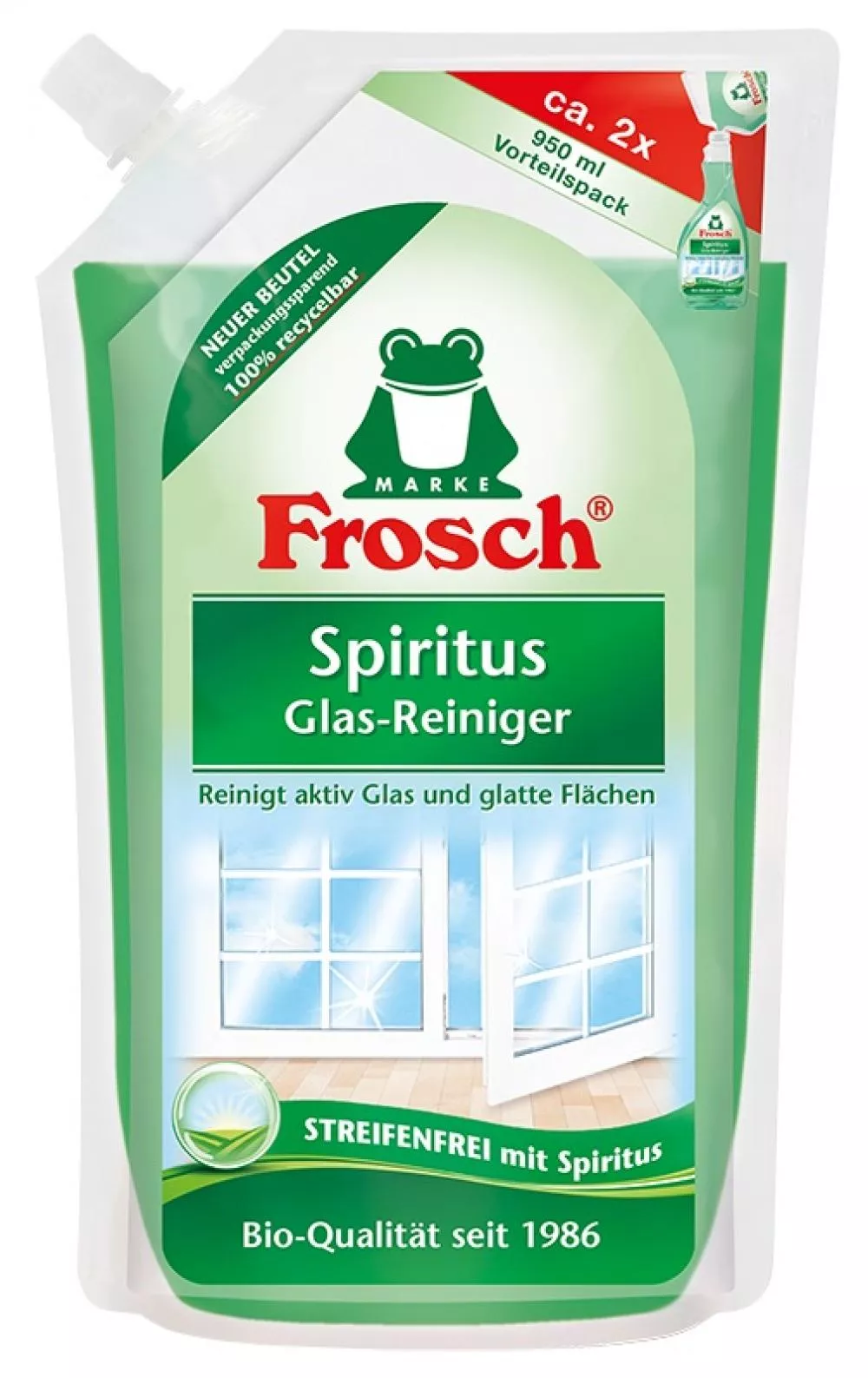 Frosch EKO Bio Spiritus čistič skla - náhradná kazeta (950 ml)