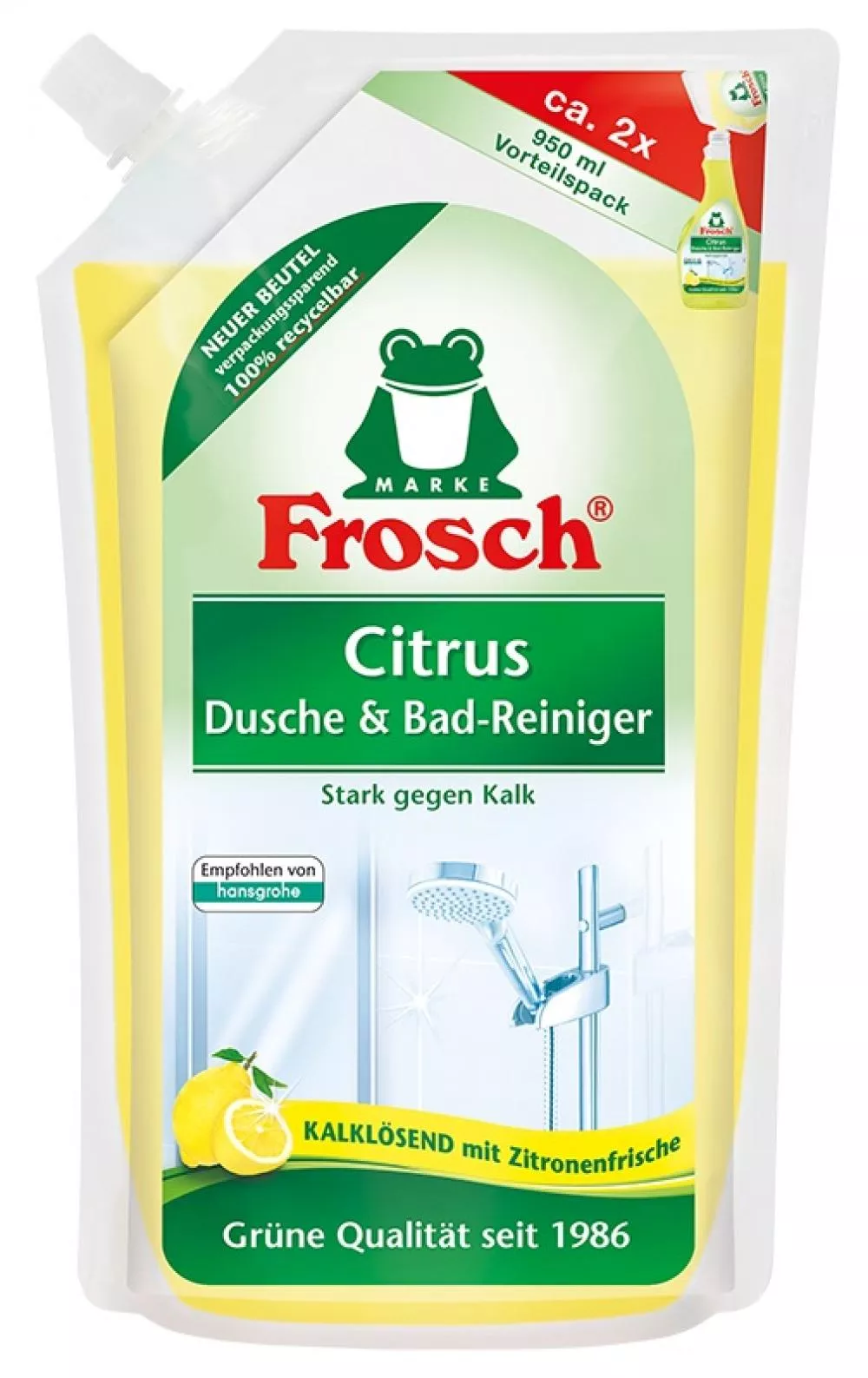 Frosch EKO Čistič kúpeľne a sprchy s citrónom - náplň (950 ml)
