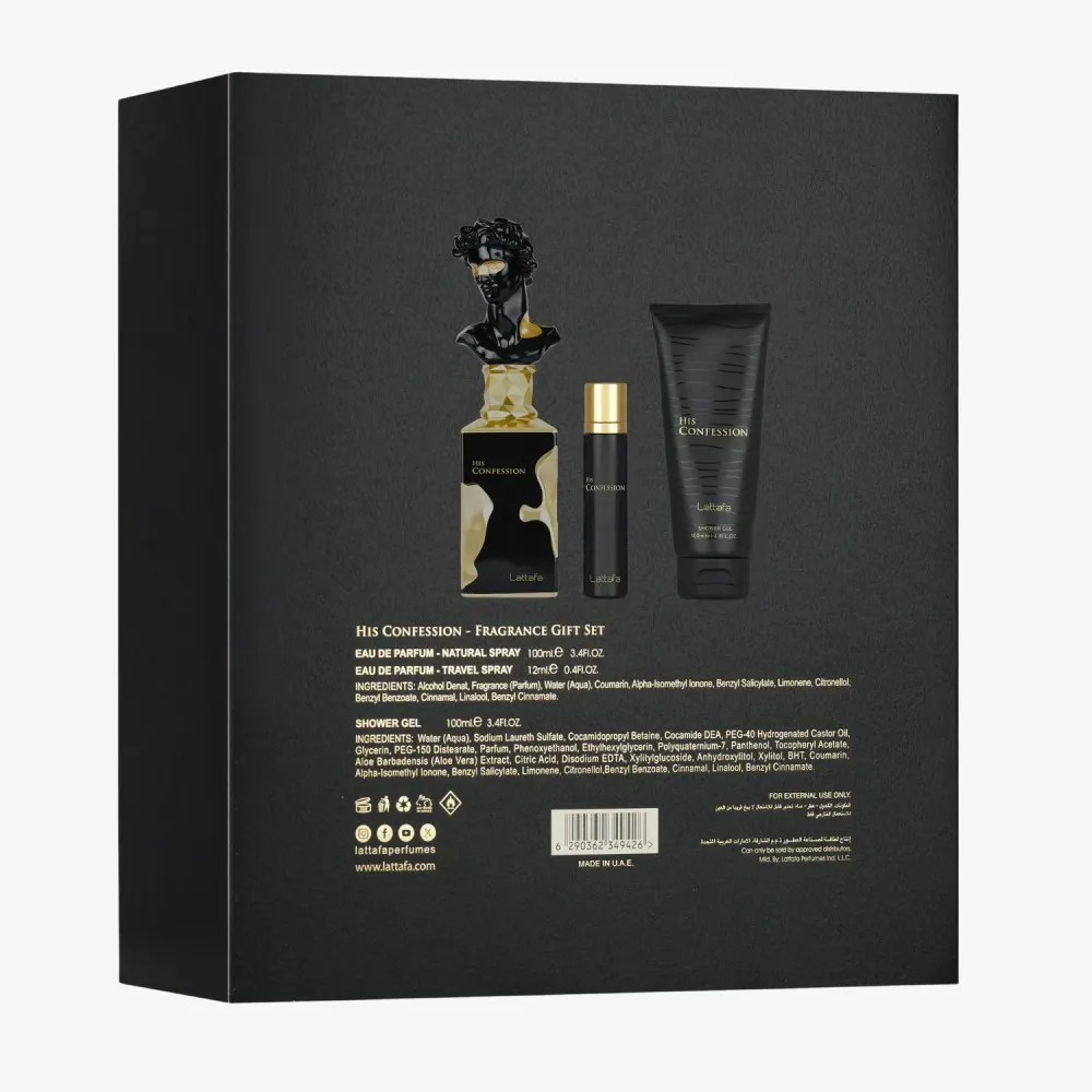 His Confession 100 ml + EDP MINI 12 ml + SG parfumovaná voda pre mužov