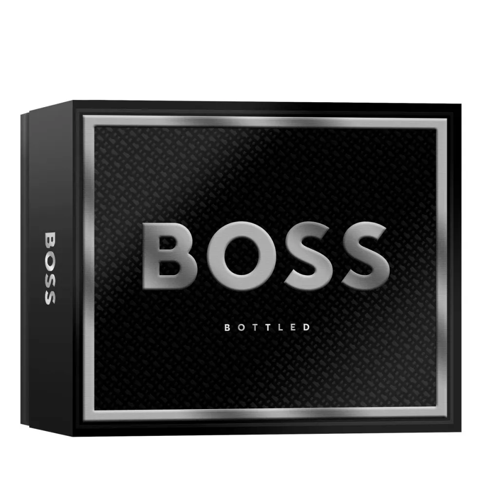Boss Bottled darčeková sada pre mužov toaletná voda 100 ml + sprchový gél 100 ml + deosprej 150 ml 100 ml + sprchový gel 100 ml + deosprej 150 ml