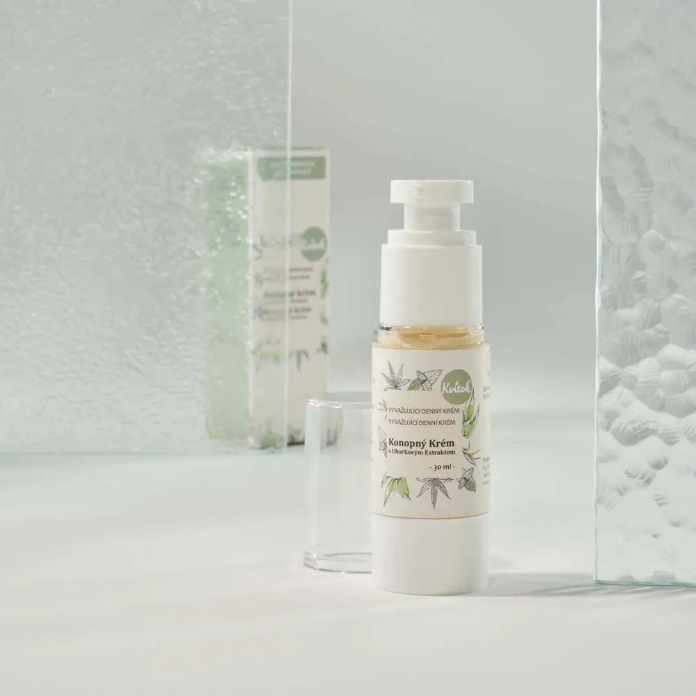 Kvitok Konopný denný krém na mastnú pleť (30 ml) - s výťažkom z uhorky