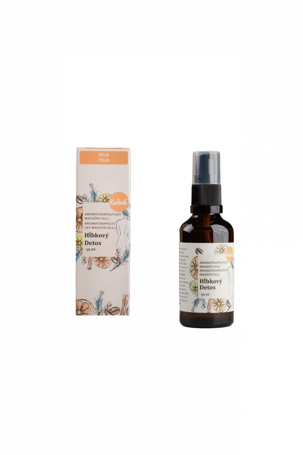 Kvitok Masážny olej proti celulitíde Deep detox (50 ml) - aktivuje lymfatickú mikrocirkuláciu