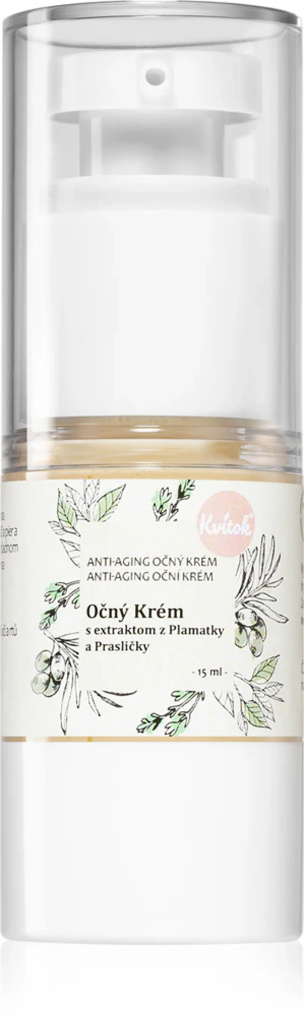 Kvitok Očný krém - denný (15 ml) - s výťažkami zo senovky gréckej a prasličky roľnej