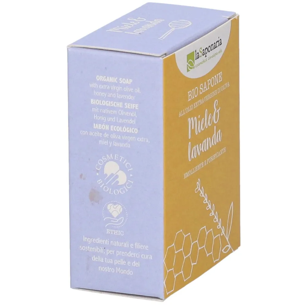 laSaponaria Tuhé olivové mydlo BIO - Med a levanduľa (100 g) - vhodné na telo aj na tvár