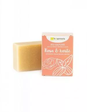 laSaponaria Tuhé olivové mydlo BIO - ružový olej a bambucké maslo (100 g)
