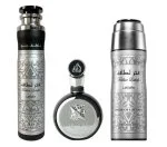 Fakhar Man darčeková sada – parfumovaná voda 100 ml + parfumovaný sprej 200 ml + osviežovač vzduchu 300 ml