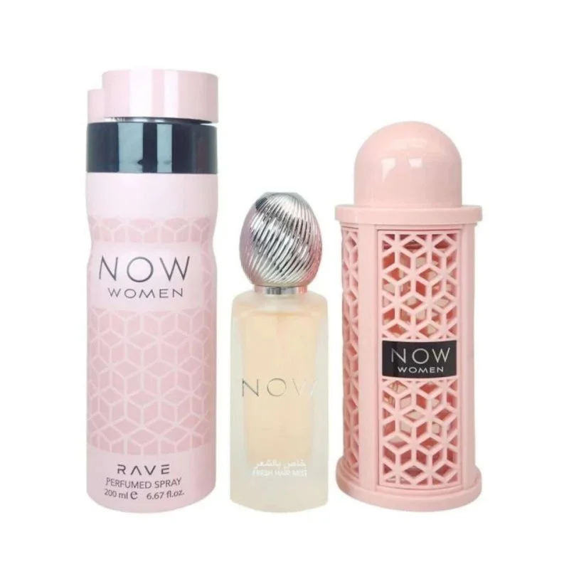 Rave Now Women darčeková sada - vlasová hmla 50 ml + parfumovaný sprej 200 ml + parfumovaná voda 100 ml