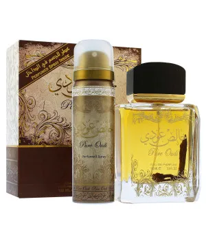 Lattafa Pure Oudi darčeková sada unisex parfumovaná voda 100 ml + deospray 50 ml