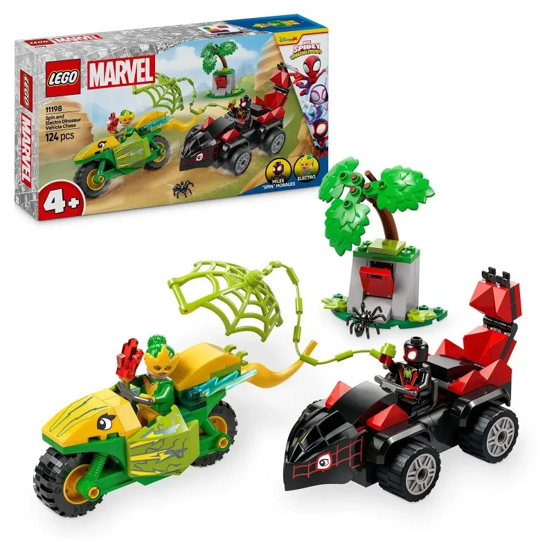 Marvel Spidey a jeho úžasní priatelia 11198 Spin, Electro a naháňačka s dinosaurím vozidlom