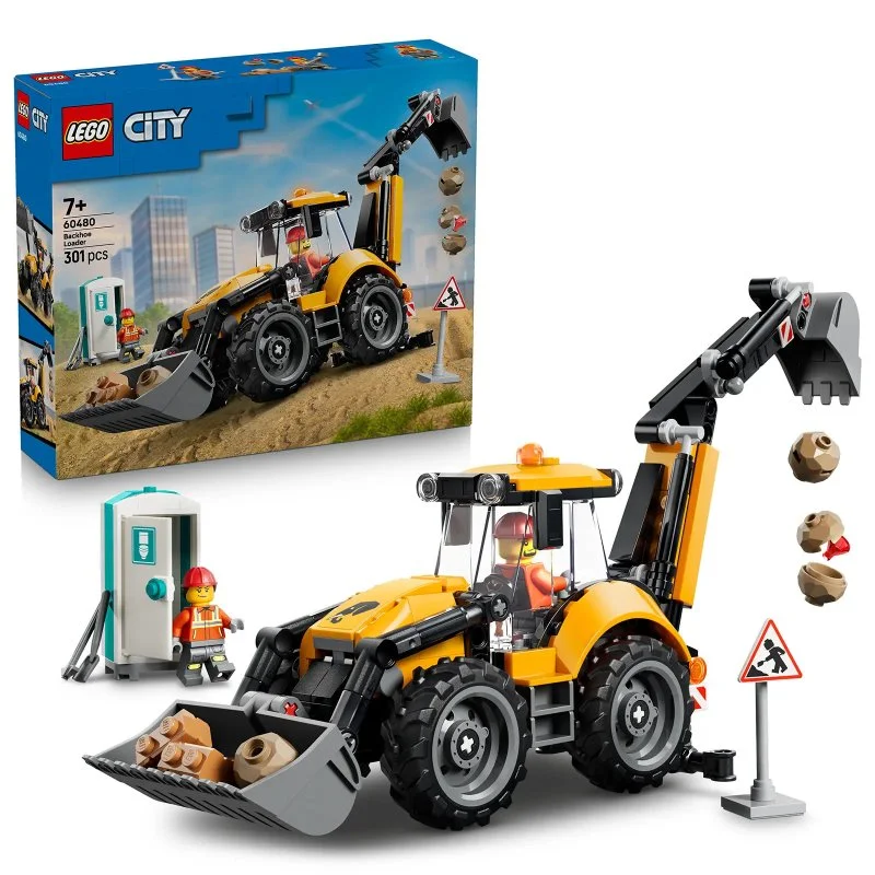 City 60480 Žltý nakladač s rýpadlom
