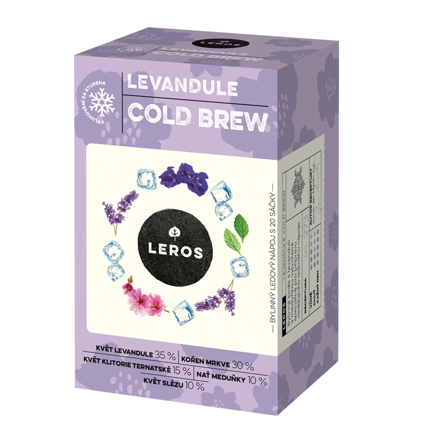 LEROS Bylinná zmes Levanduľa Cold Brew – nálevové vrecúška (20 x 1,2 g) – na prípravu ľadového čaju