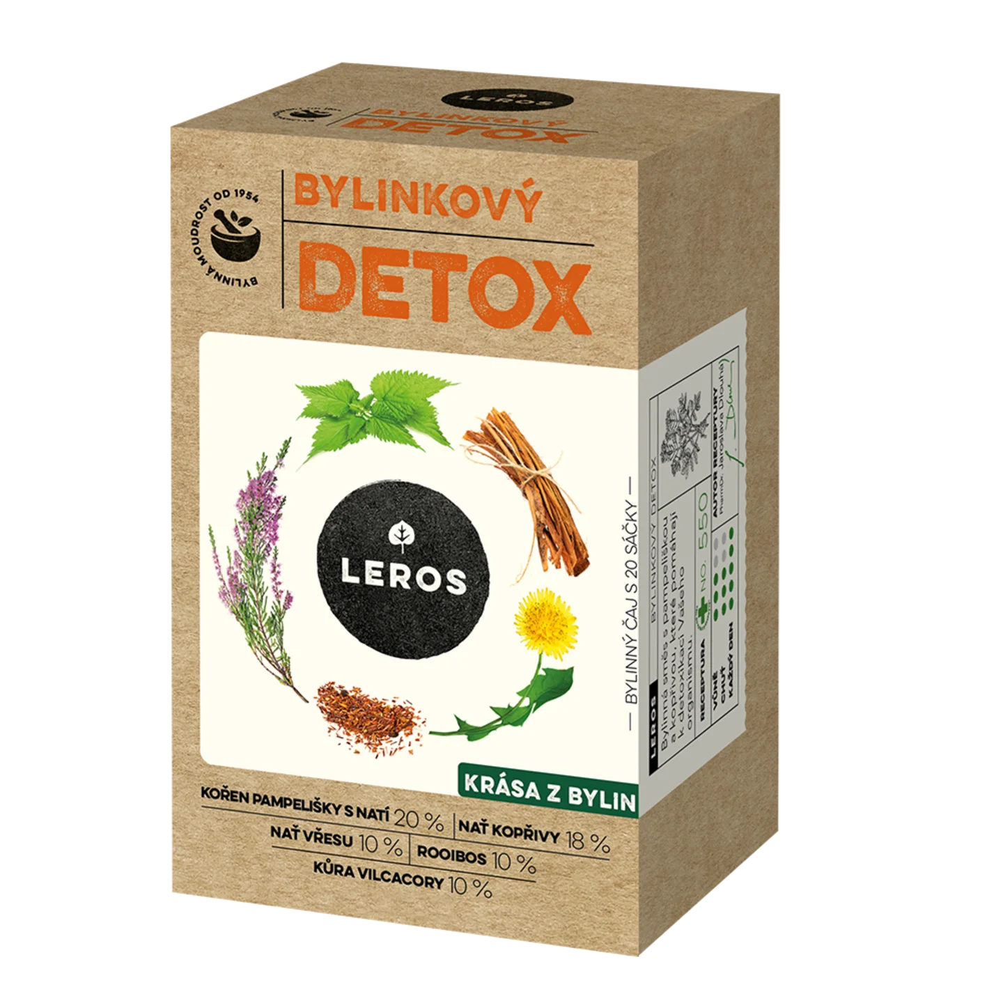 LEROS Bylinný čaj Bylinkový detox - nálevové vrecká (20 x 1,5 g) - na očistu organizmu