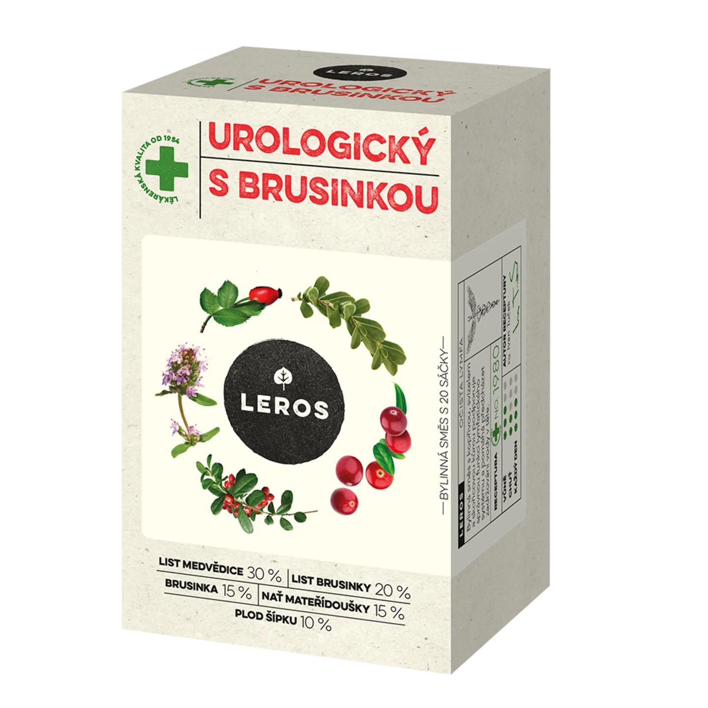 LEROS Urologický bylinný čaj s brusnicou - nálevové vrecká (20 x 1,5 g) - podporuje zdravie močových ciest