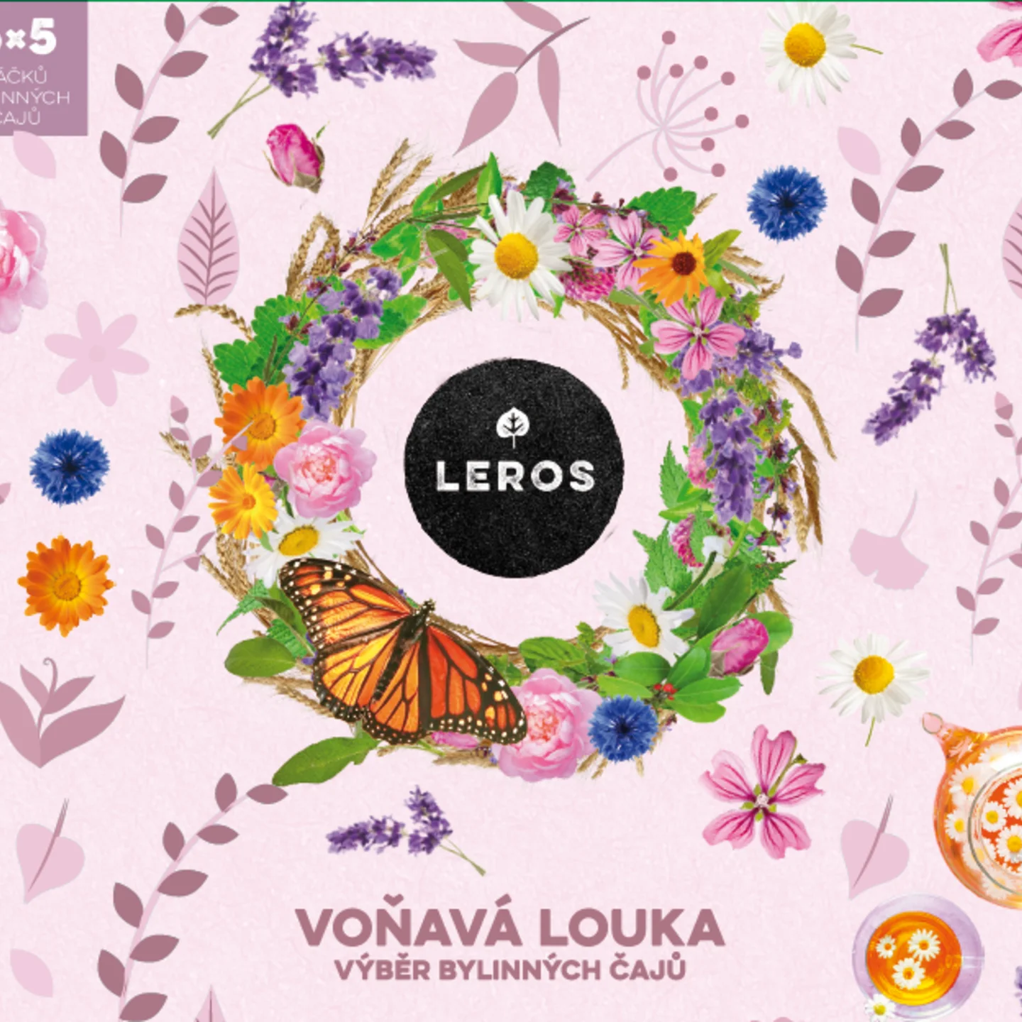 LEROS Darčeková sada bylinných čajov Voňavá lúka - nálevové vrecká (6 x 5 ks) - 6 bylinných zmesí