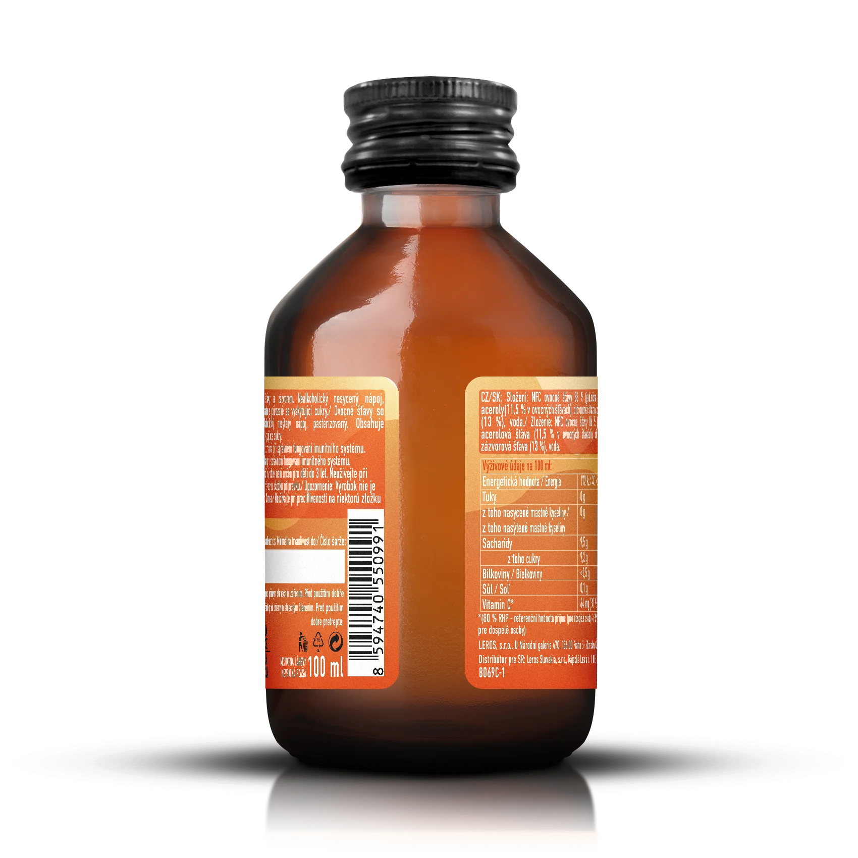 LEROS Healthy booster Zázvor & Acerola Immunity shot (100 ml) - na posilnenie obranyschopnosti