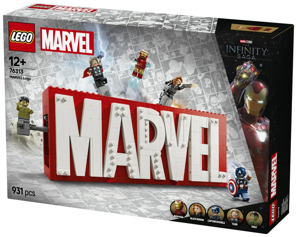 Marvel 76313 Logo MARVEL a minifigúrky