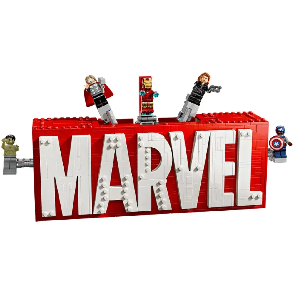 Marvel 76313 Logo MARVEL a minifigúrky