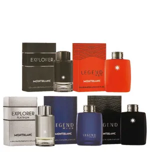 Montblanc Miniature Collection darčeková sada pre mužov toaletná voda Legend 4,5 ml + parfumovaná voda Legend Blue 4,5 ml + parfumovaná voda Legend Red 4,5 ml + parfumovaná voda Explorer 4,5 ml + parfumovaná voda Explorer Platinum 4,5 ml