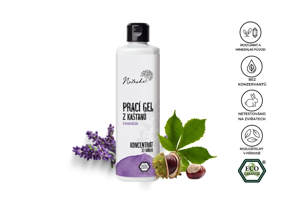 Natasha Prací gél z gaštanov Levanduľa - koncentrát 500 ml - 33 pracích dávok v 500 ml