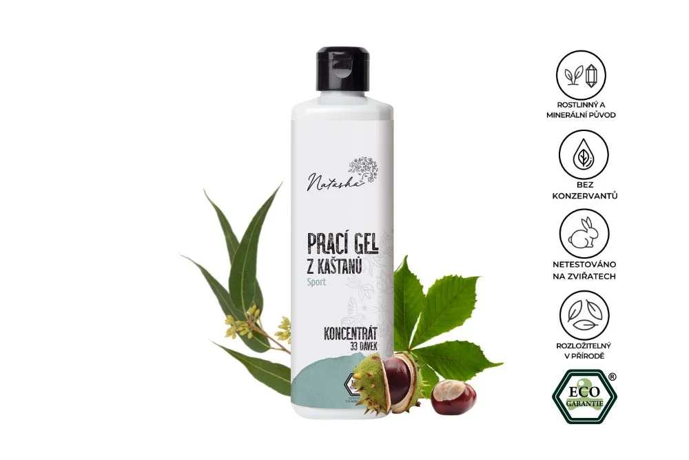 Natasha Prací gél z gaštanov Sport - koncentrát 500 ml - 33 pracích dávok v 500 ml