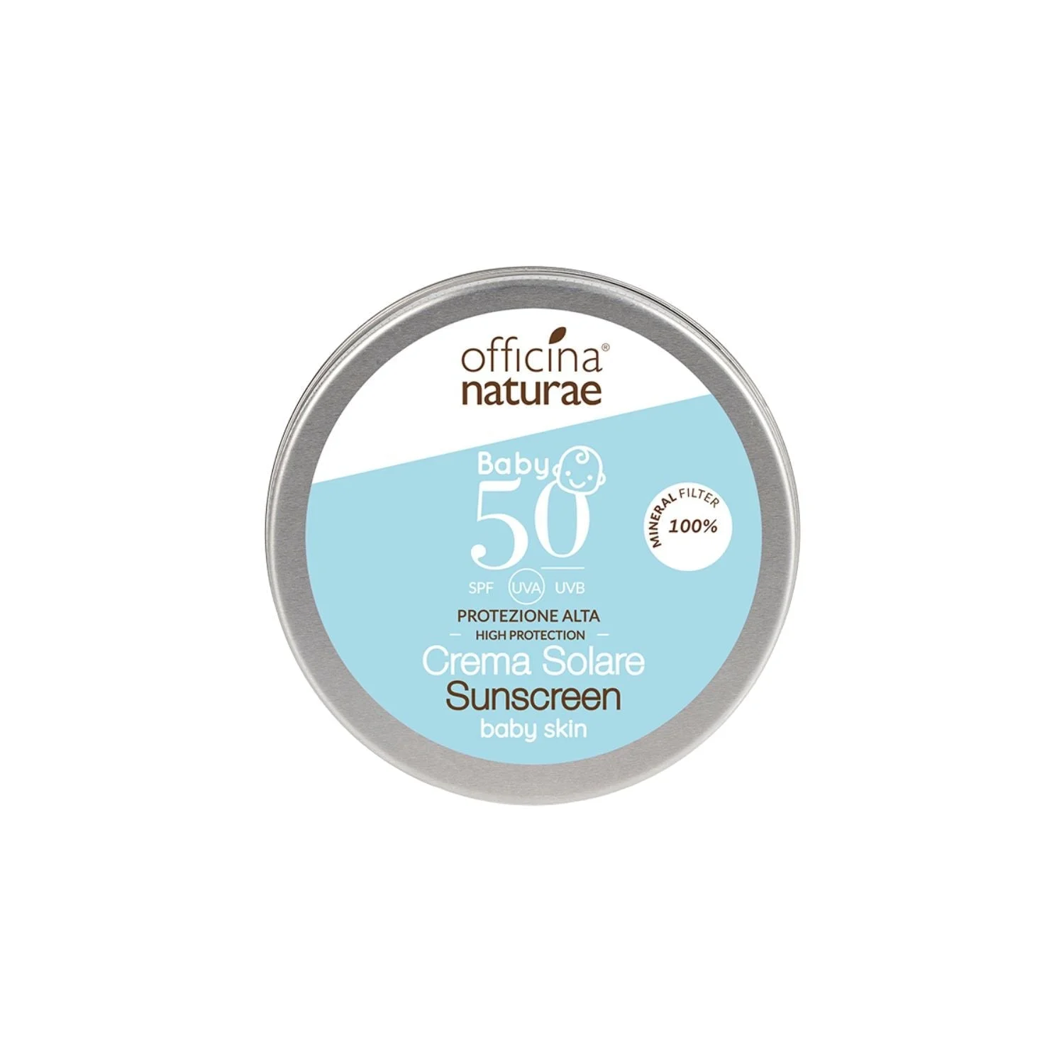 Officina Naturae Opaľovací krém pre deti a citlivú pokožku SPF 50 v plechovej dóze (75 ml) - bez parfumácie