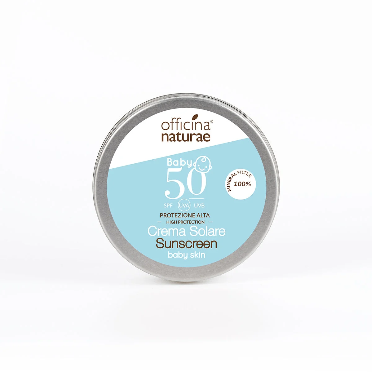 Officina Naturae Opaľovací krém pre deti a citlivú pokožku SPF 50 v plechovej dóze (75 ml) - bez parfumácie
