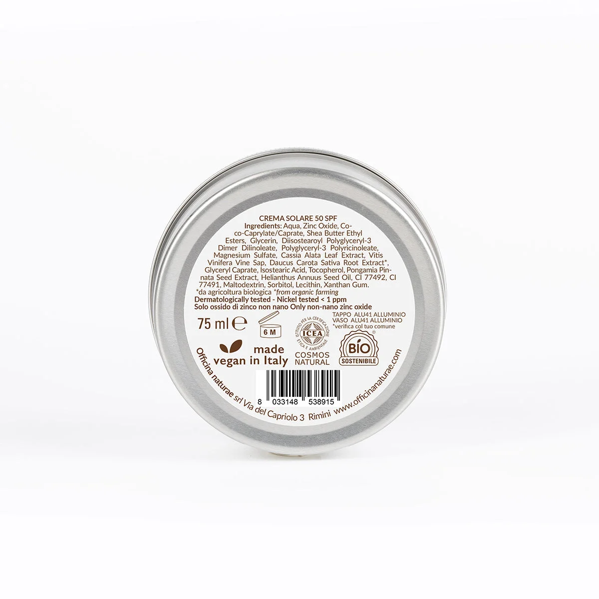 Officina Naturae Opaľovací krém SPF 50 v plechovej dóze (75 ml) - bez parfumácie