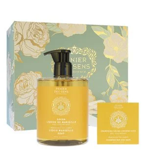 Panier Des Sens Regenerating Honey darčeková sada tekuté mydlo + tuhý šampón na suché vlasy 75 g