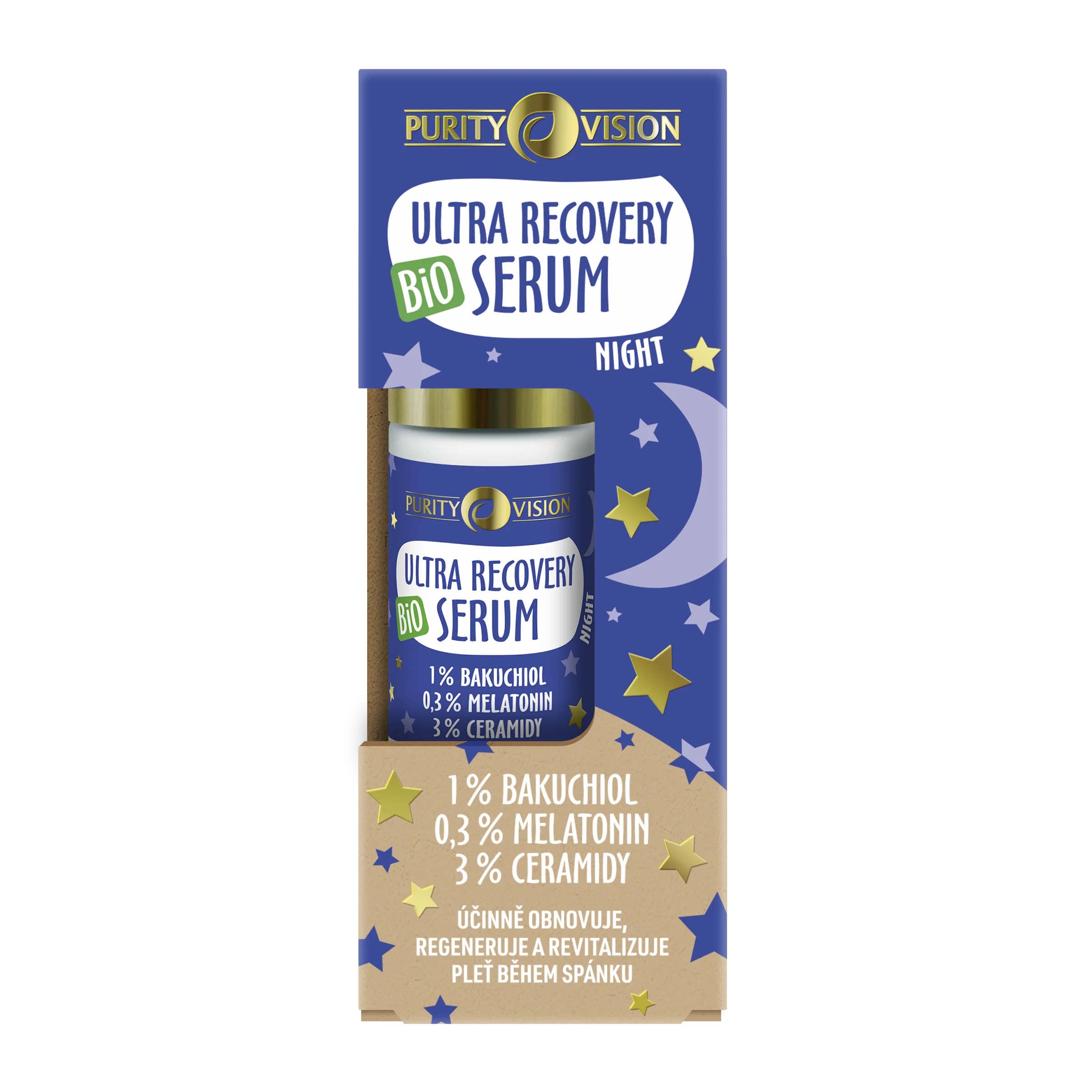 Purity Vision Nočné pleťové sérum Ultra Recovery Night (30 ml) - s bakuchiolom, melatonínom a ceramidmi
