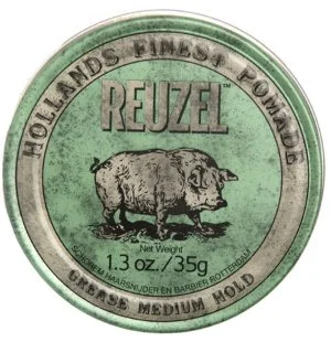 REUZEL Styling Green Pomade Grease Medium Hold vlasová pomáda so stredným spevnením a leskom 35g pre mužov