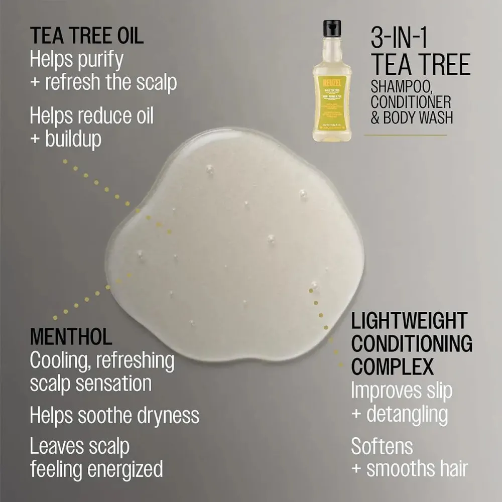3 v 1 Tea Tree šampón-kondicionér-sprchový gél šampón pre mužov 3 v 1 pre mužov 350 ml