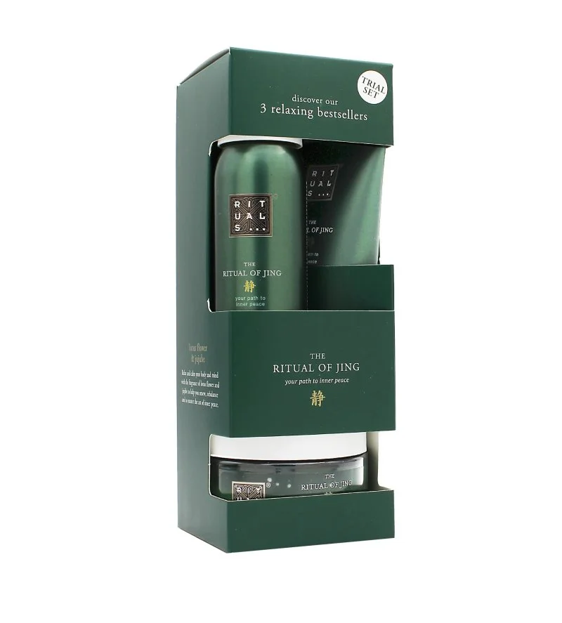 The Ritual of Jing darčeková sada sprchový gél 50 ml + telový peeling 125 g + telový krém
