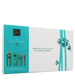 Rituals The Ritual of Karma darčeková sada sprchový gél 50 ml + hmla na telo a vlasy 20 ml + telová pena 50 ml + telový krém