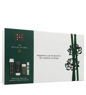 Rituals The Ritual of Jing darčeková sada sprchový gél 50 ml + telový krém 70 ml + masážny olej 50 ml + hmla na telo a vankúš